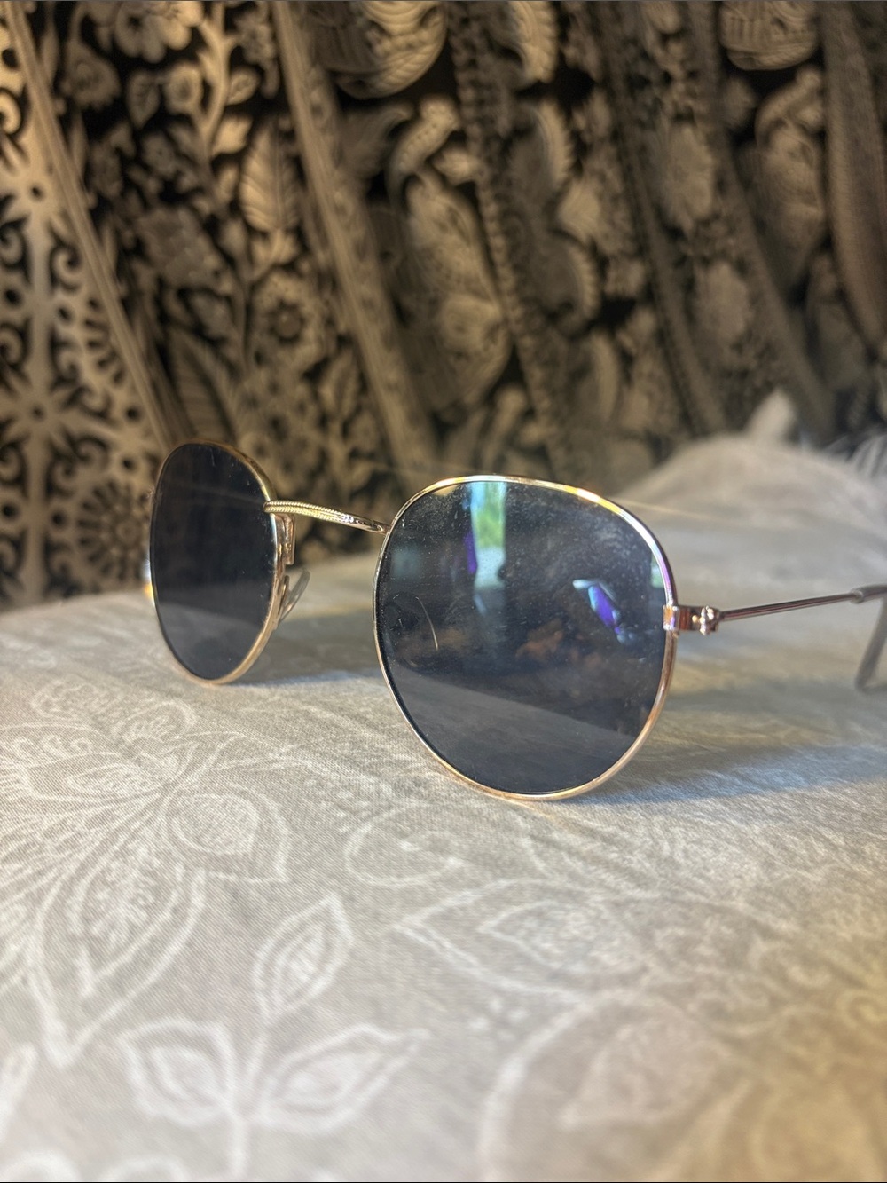 Round Metal Frame Sunglasses - Rose Gold Frame with Gray Lenses